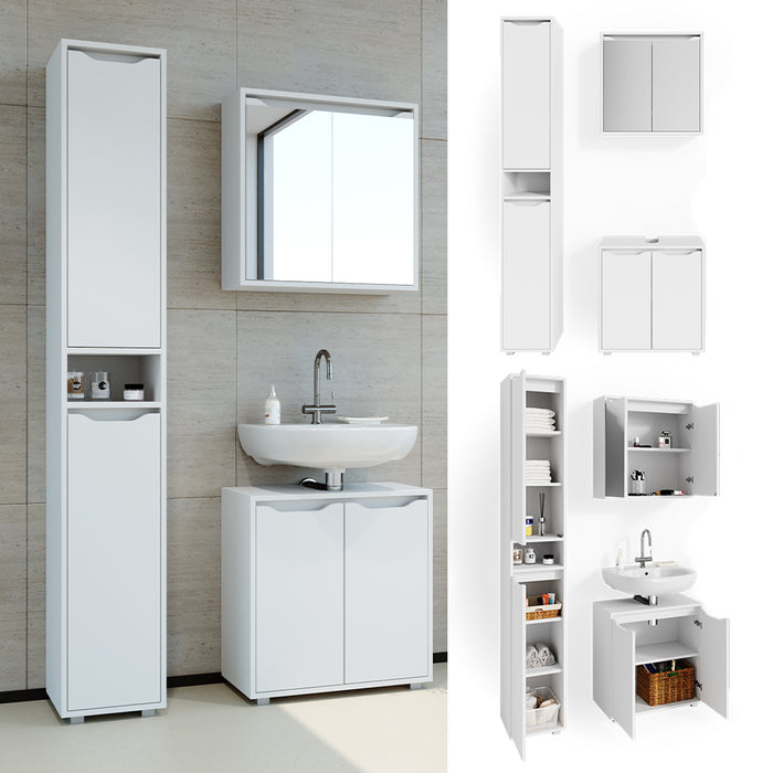 Vicco Set mobili bagno Bianco 3 parti, con colonna