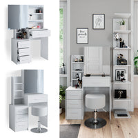 Vicco Tavolo da toeletta Bianco 36 cm con sgabello