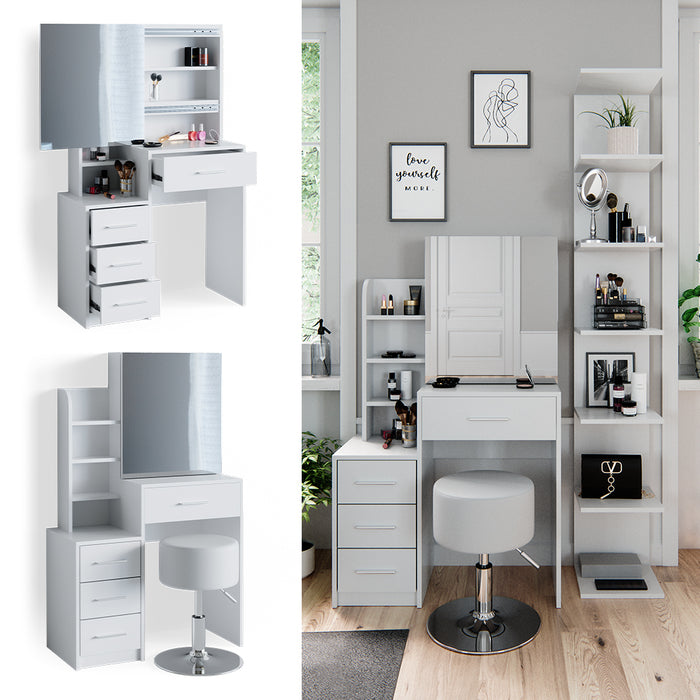 Vicco Tavolo da toeletta Bianco 36 cm con sgabello