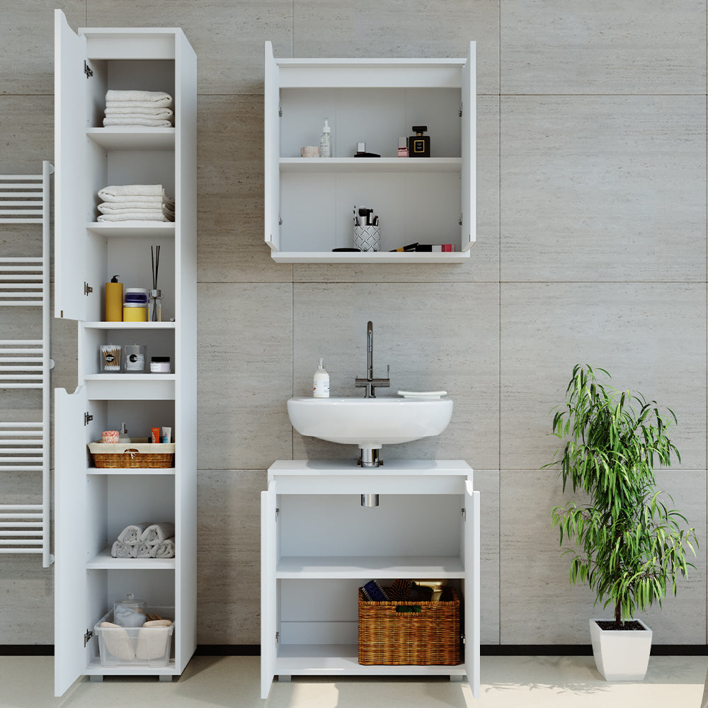 Vicco Set mobili bagno Bianco 3 parti, con colonna