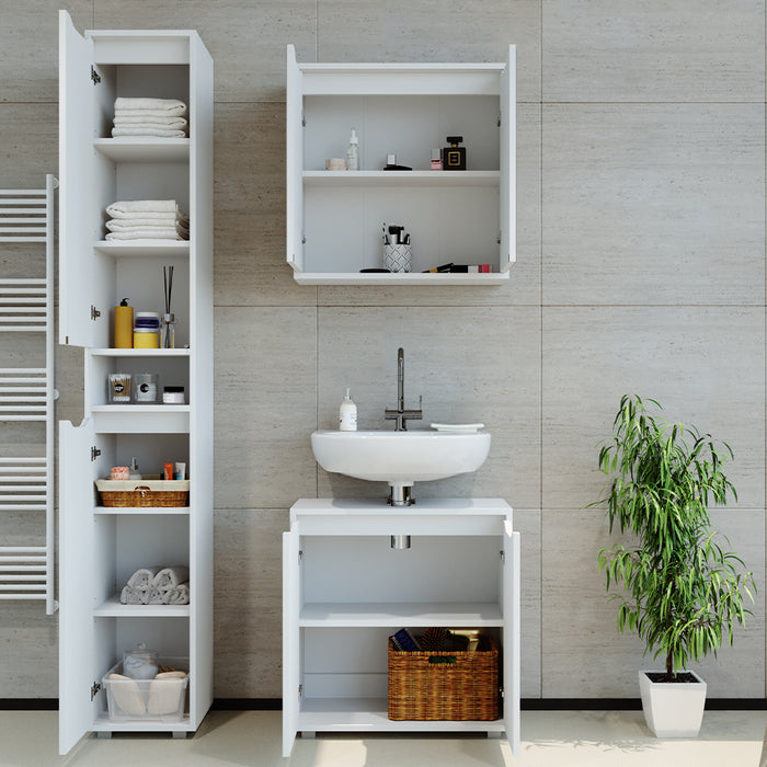 Vicco Set mobili bagno Bianco 3 parti, con colonna