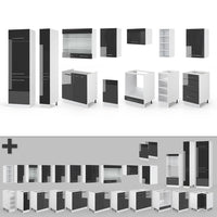 Vicco Cucina componibile Antracite lucido/bianco 355 cm senza piano di lavoro