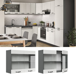 Vicco Mobile da cucina in vetro Bianco casa di campagna 80 cm