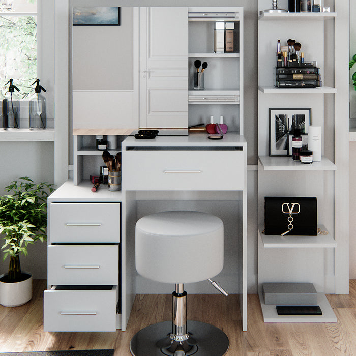 Vicco Tavolo da toeletta Bianco 36 cm con sgabello