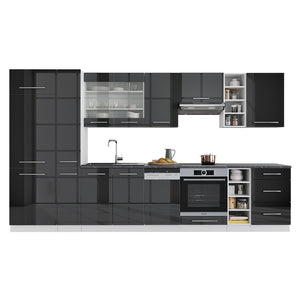 Vicco Cucina componibile Antracite lucido/bianco 355 cm , PL Rovere