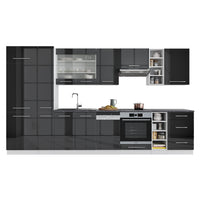 Vicco Cucina componibile Antracite lucido/bianco 355 cm , PL Marmo