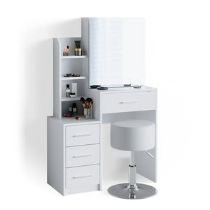 Vicco Tavolo da toeletta Bianco 36 cm con sgabello