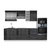 Vicco Cucina componibile Antracite lucido/bianco 280 cm senza piano di lavoro