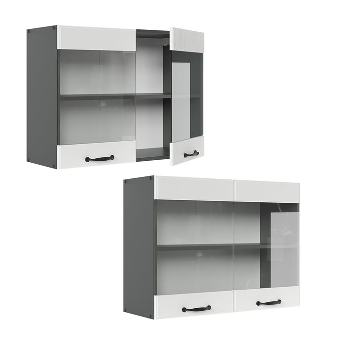 Vicco Mobile da cucina in vetro Bianco casa di campagna 80 cm