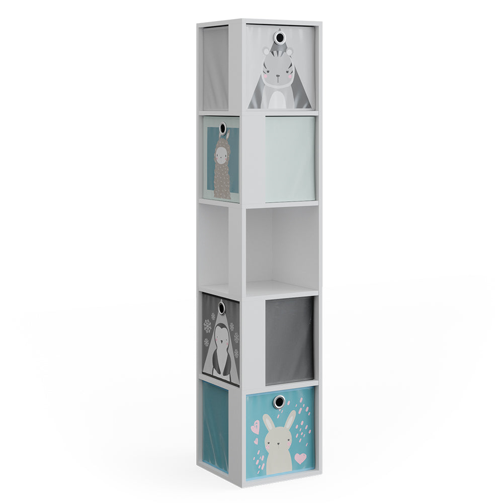 Vicco Libreria bambini Bianco 33.3 x 162.2 cm con 4 scatole pieghevoli