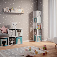 Vicco Libreria bambini Bianco 33.3 x 162.2 cm con 4 scatole pieghevoli