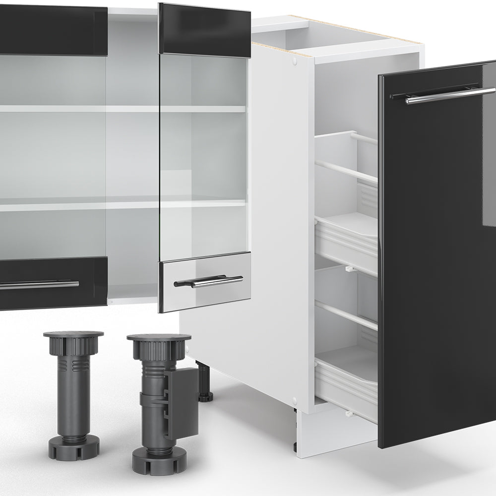 Vicco Cucina componibile Antracite lucido/bianco 280 cm senza piano di lavoro