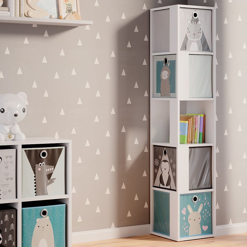 Vicco Libreria bambini Bianco 33.3 x 162.2 cm con 4 scatole pieghevoli