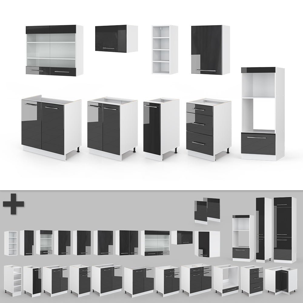 Vicco Cucina componibile Antracite lucido/bianco 280 cm , PL Rovere