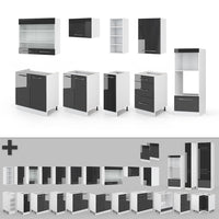 Vicco Cucina componibile Antracite lucido/bianco 280 cm , PL Antracite