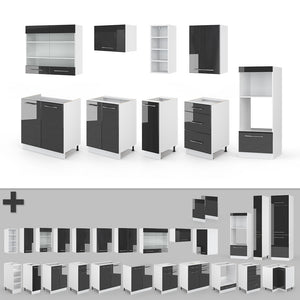 Vicco Cucina componibile Antracite lucido/bianco 280 cm , PL Antracite