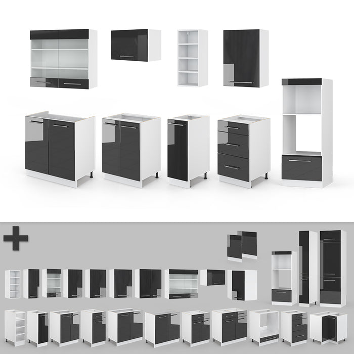 Vicco Cucina componibile Antracite lucido/bianco 280 cm , PL Antracite