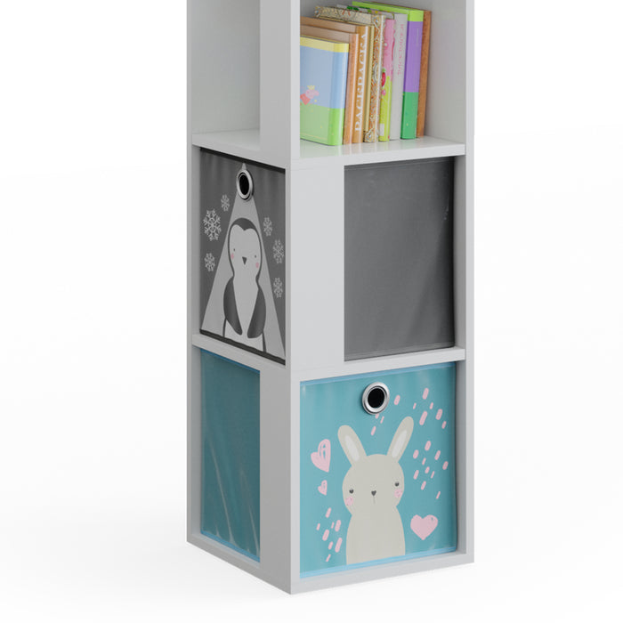 Vicco Libreria bambini Bianco 33.3 x 162.2 cm con 4 scatole pieghevoli