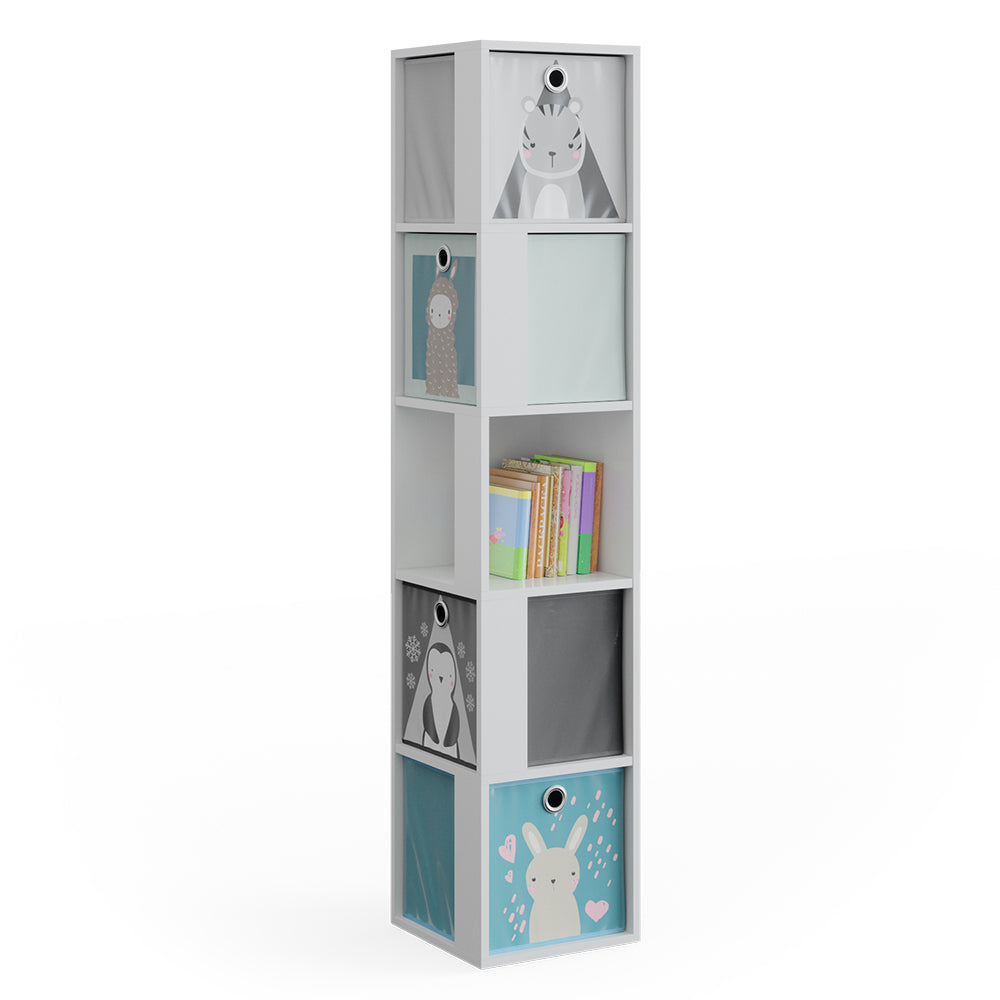 Vicco Libreria bambini Bianco 33.3 x 162.2 cm con 4 scatole pieghevoli