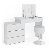 Vicco Tavolo da toeletta Bianco 117.4 cm con sgabello