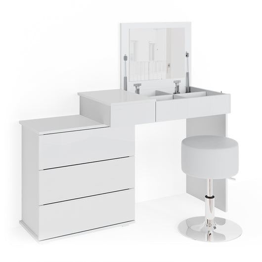 Vicco Tavolo da toeletta Bianco 117.4 cm con sgabello