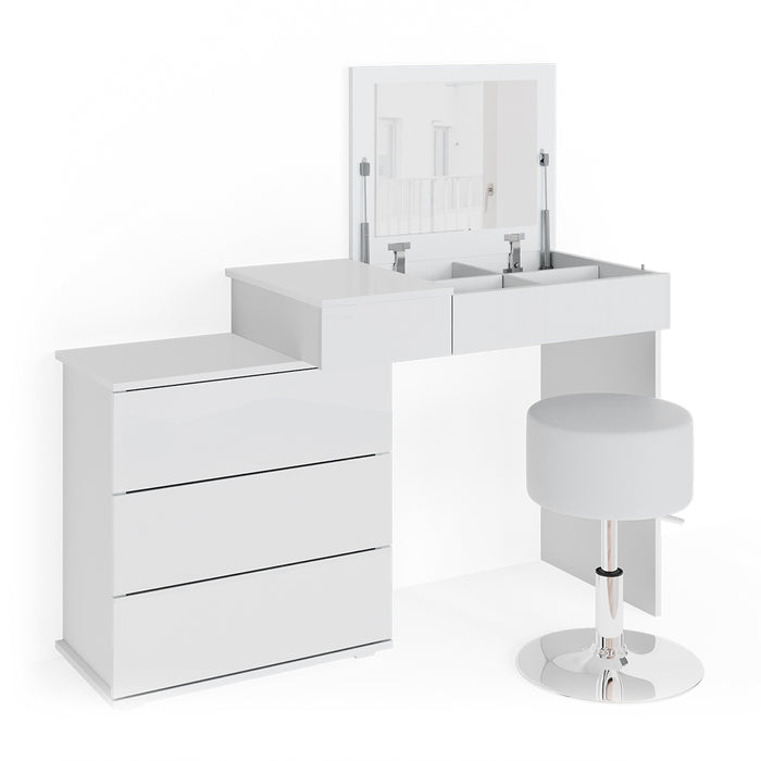 Vicco Tavolo da toeletta Bianco 117.4 cm con sgabello