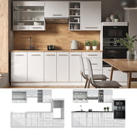 Vicco Cucina componibile Bianco lucido/bianco 280 cm , PL Marmo