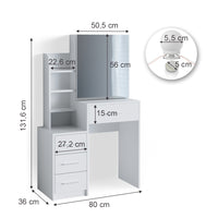Vicco Tavolo da toeletta Bianco 36 cm con illuminazione a LED