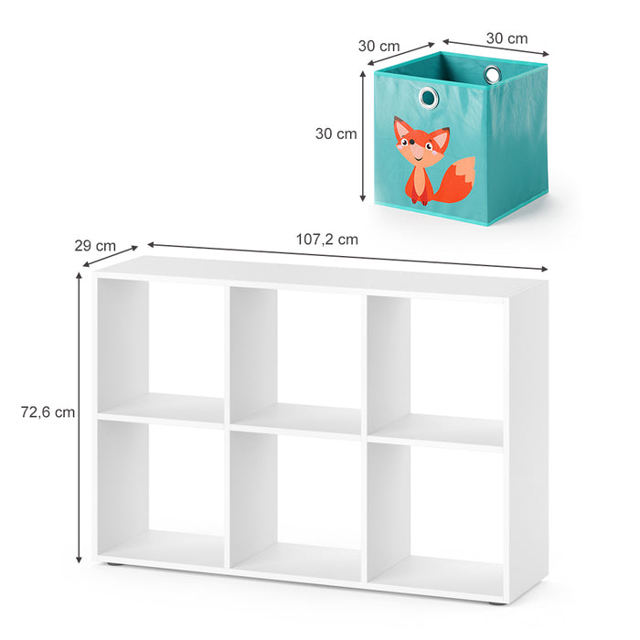 Vicco Libreria bambini Bianco 72 x 107.8 cm con 6 scatole pieghevoli