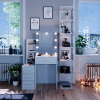 Vicco Tavolo da toeletta Bianco 36 cm con illuminazione a LED