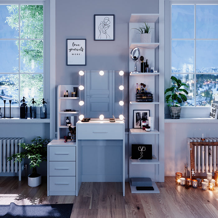 Vicco Tavolo da toeletta Bianco 36 cm con illuminazione a LED