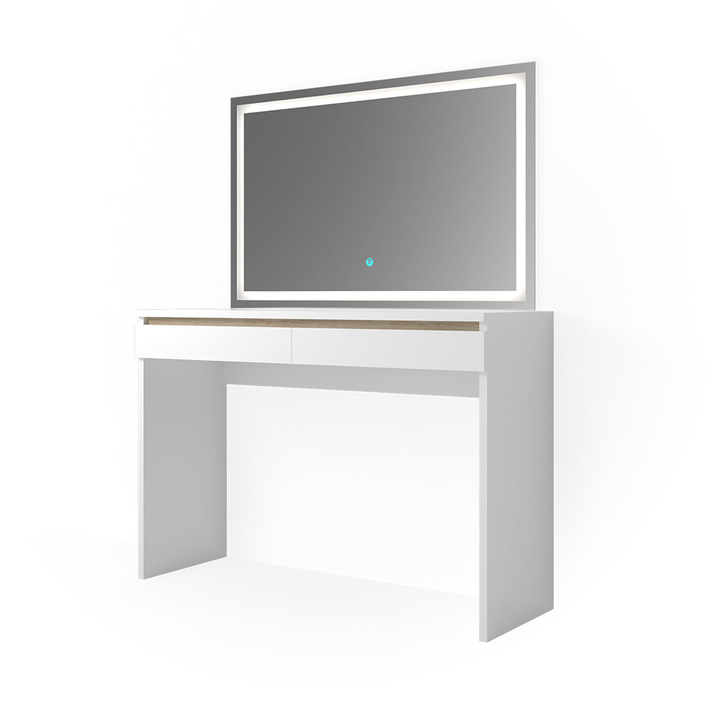 Vicco Tavolo da toeletta Bianco 120 cm con specchio a LED