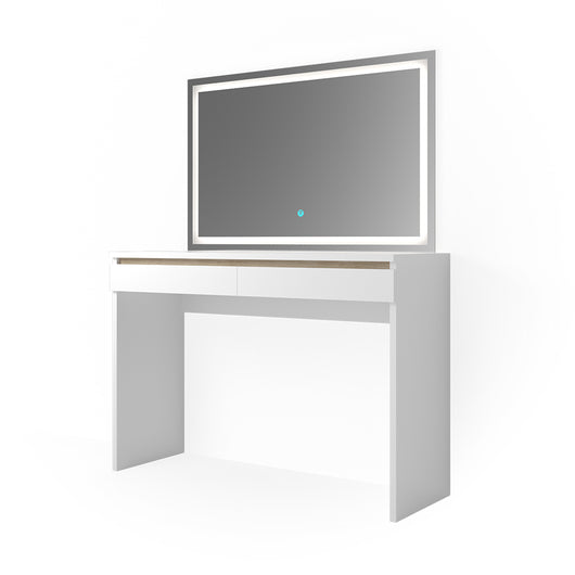 Vicco Tavolo da toeletta Bianco 120 cm con specchio a LED