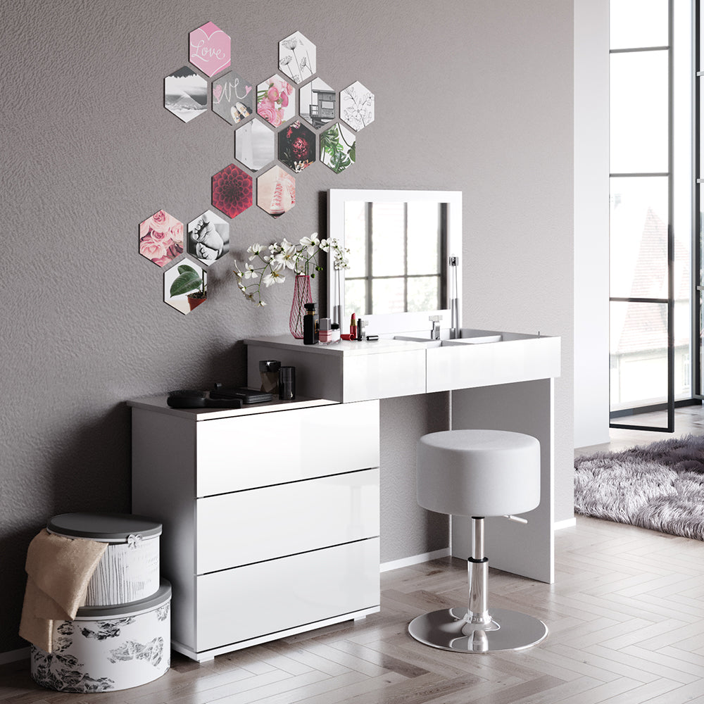 Vicco Tavolo da toeletta Bianco 117.4 cm con sgabello