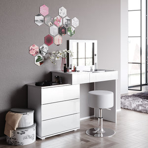 Vicco Tavolo da toeletta Bianco 117.4 cm con sgabello