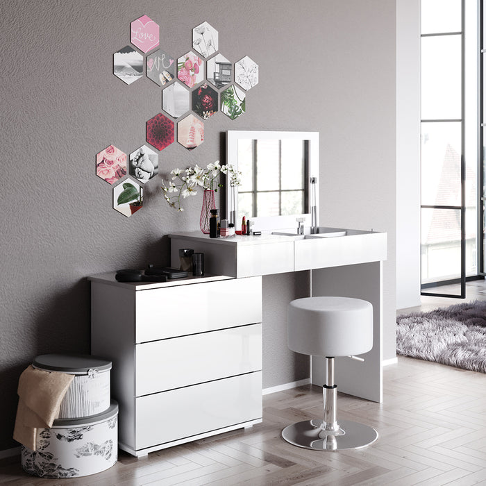 Vicco Tavolo da toeletta Bianco 117.4 cm con sgabello