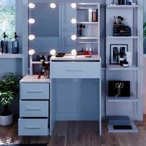 Vicco Tavolo da toeletta Bianco 36 cm con illuminazione a LED