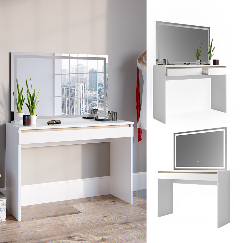 Vicco Tavolo da toeletta Bianco 120 cm con specchio a LED