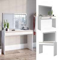 Vicco Tavolo da toeletta Bianco 120 cm con specchio a LED