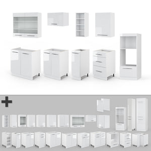 Vicco Cucina componibile Bianco lucido/bianco 280 cm senza piano di lavoro