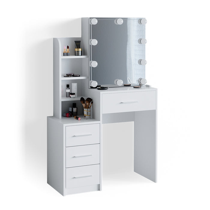 Vicco Tavolo da toeletta Bianco 36 cm con illuminazione a LED