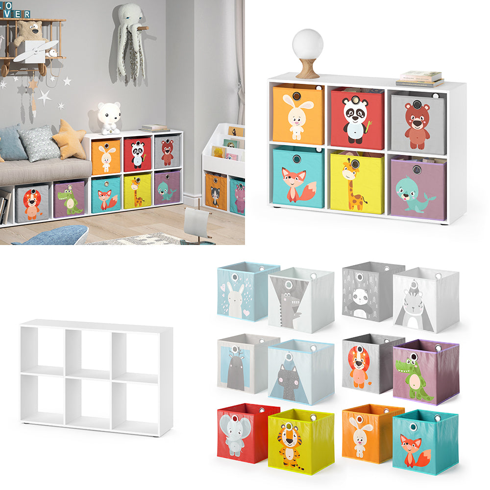 Vicco Libreria bambini Bianco 72 x 107.8 cm con 6 scatole pieghevoli