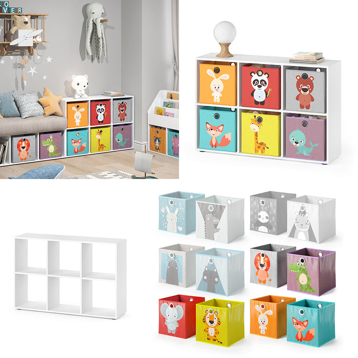 Vicco Libreria bambini Bianco 72 x 107.8 cm con 6 scatole pieghevoli