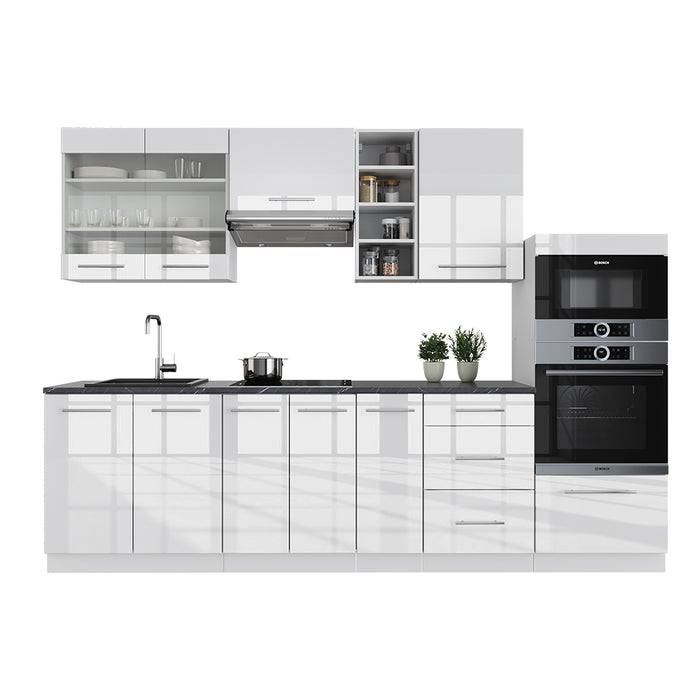 Vicco Cucina componibile Bianco lucido/bianco 280 cm senza piano di lavoro