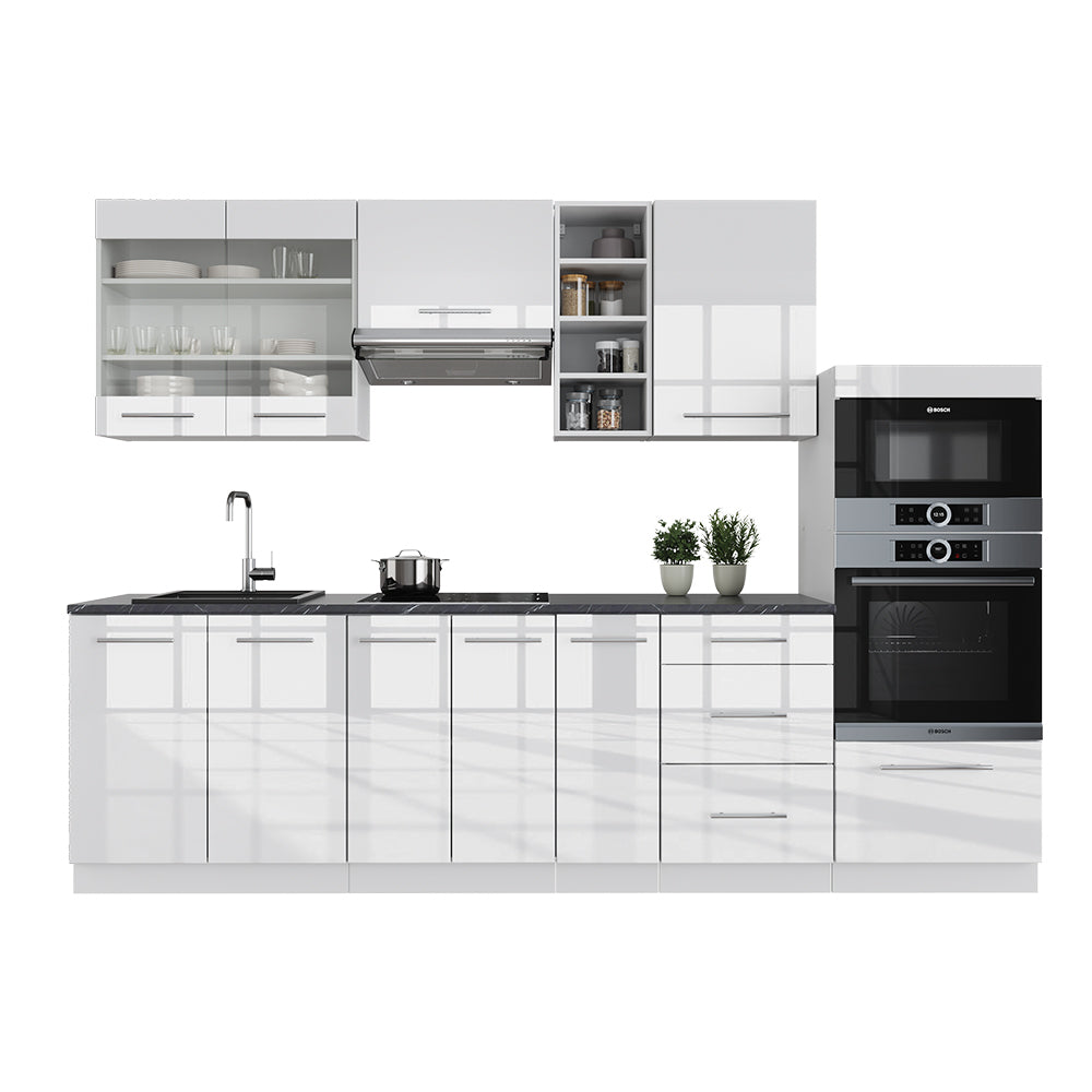 Vicco Cucina componibile Bianco lucido/bianco 280 cm , PL Marmo