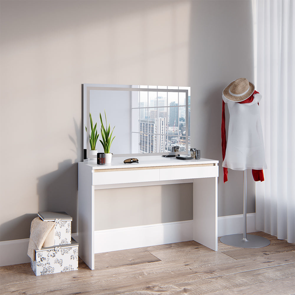 Vicco Tavolo da toeletta Bianco 120 cm con specchio a LED