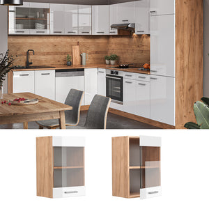 Vicco Mobile da cucina in vetro Bianco lucido 40 cm