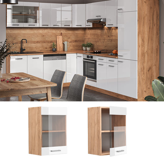 Vicco Mobile da cucina in vetro Bianco lucido 40 cm