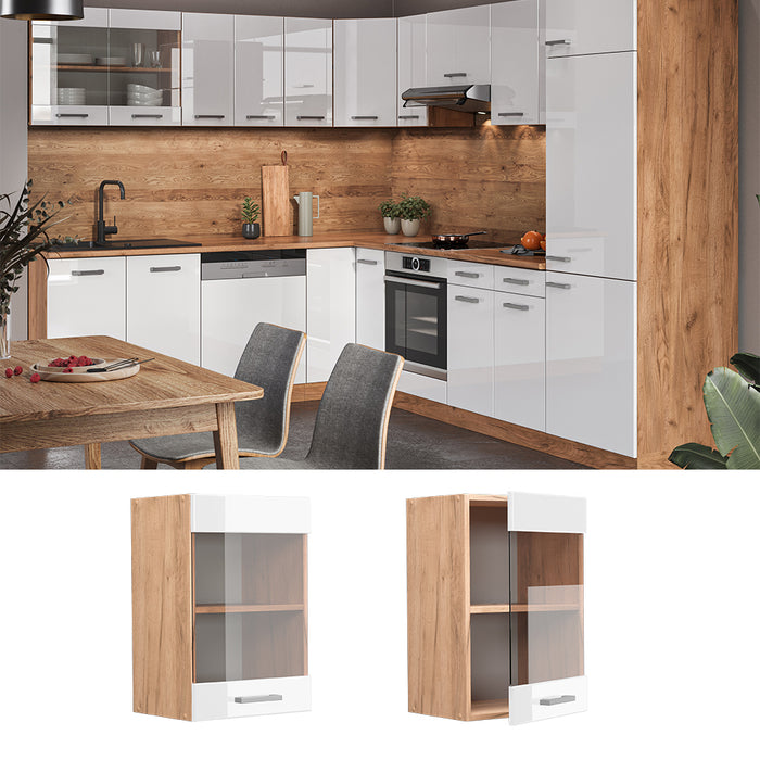 Vicco Mobile da cucina in vetro Bianco lucido 40 cm