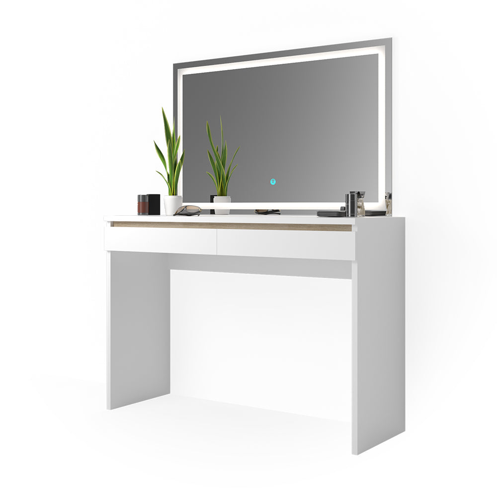 Vicco Tavolo da toeletta Bianco 120 cm con specchio a LED